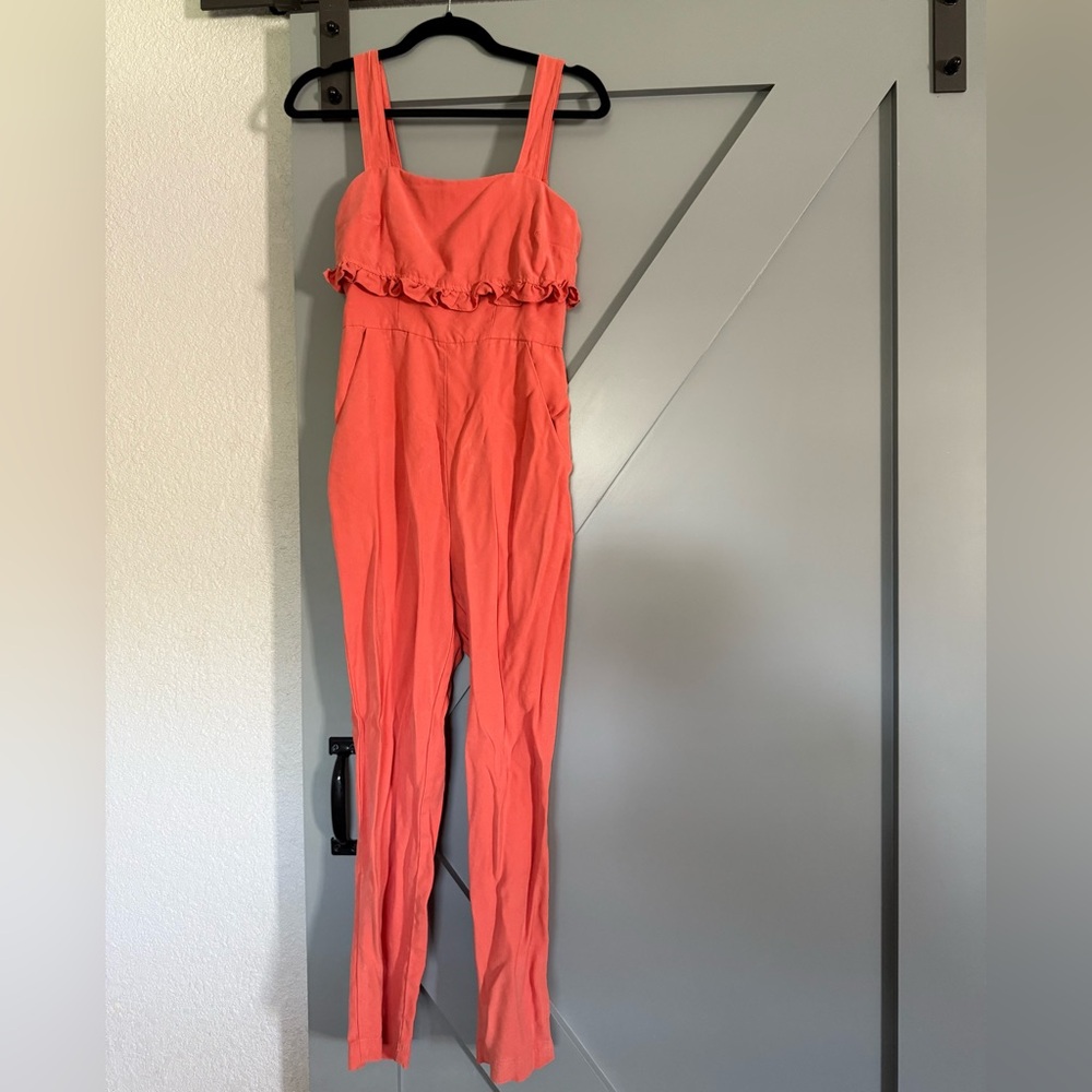 Coral Ruffle Jumpsuit